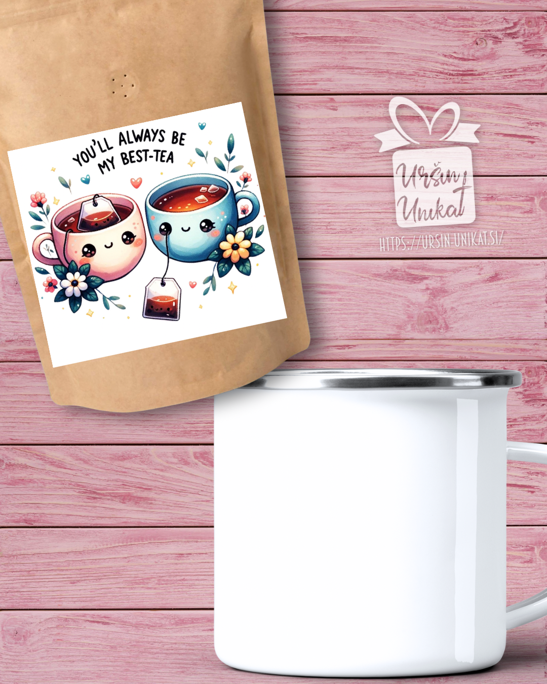 DARILNI KOMPLET: skodelica + ČAJ “BEST-TEA” - darilo za prijateljico