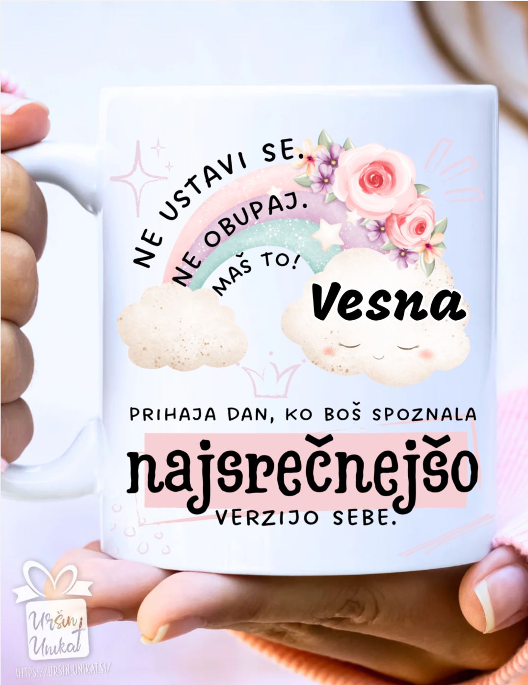 Emajlirana ali keramična skodelica "Ne ustavi se”