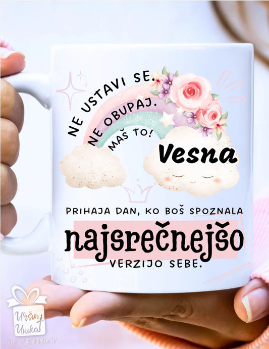 Emajlirana ali keramična skodelica "Ne ustavi se”