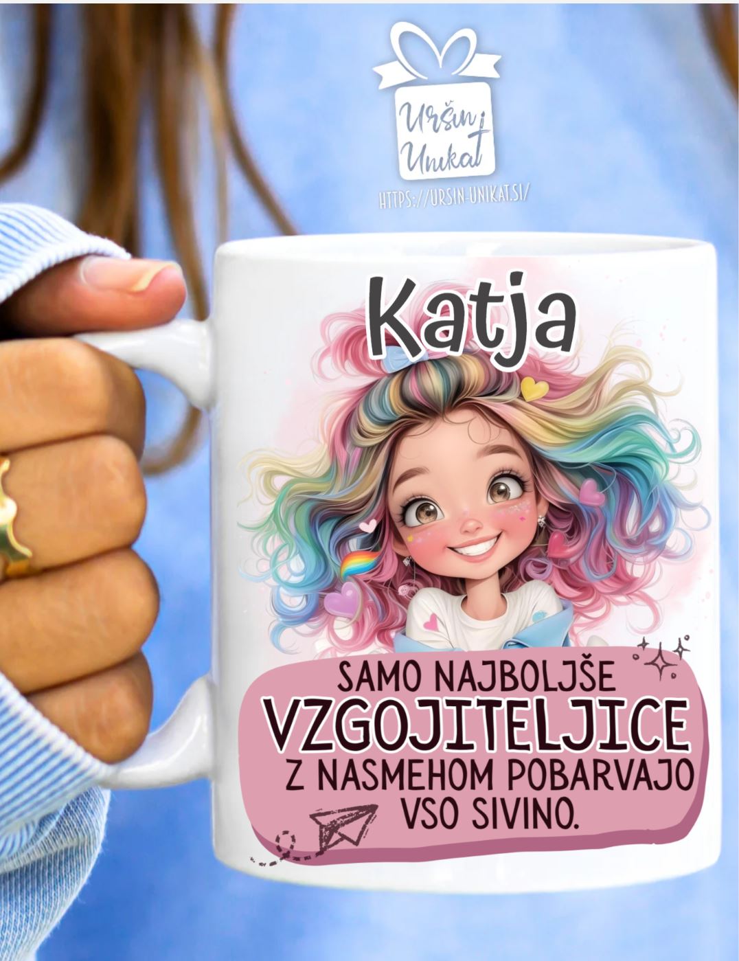 Keramična ali emajlirana skodelica "DARILO ZA VZGOJITELJICO" - NASMEH