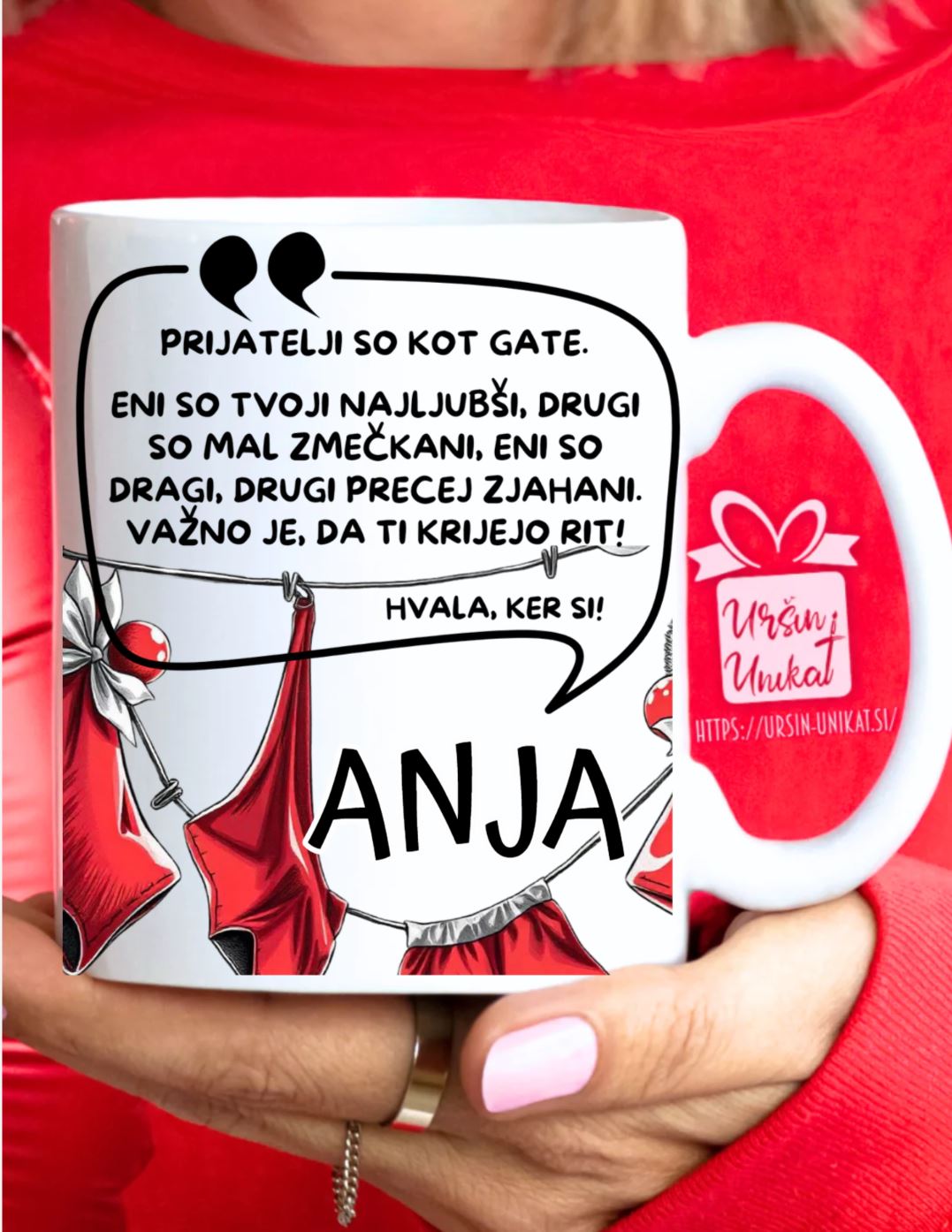 Skodelica “PRIJATELJI SO KOT GATE” - Darilo za prijateljico - smešno darilo