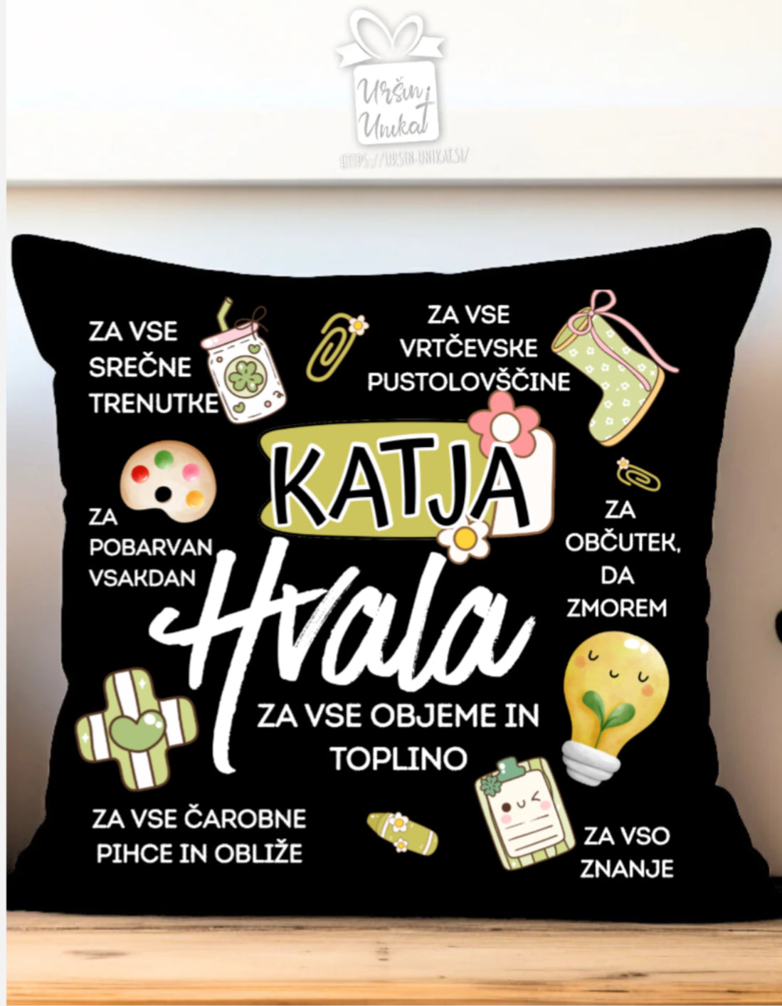 ČRNA BLAZINA - Darilo za vzgojiteljico - Hvala za …