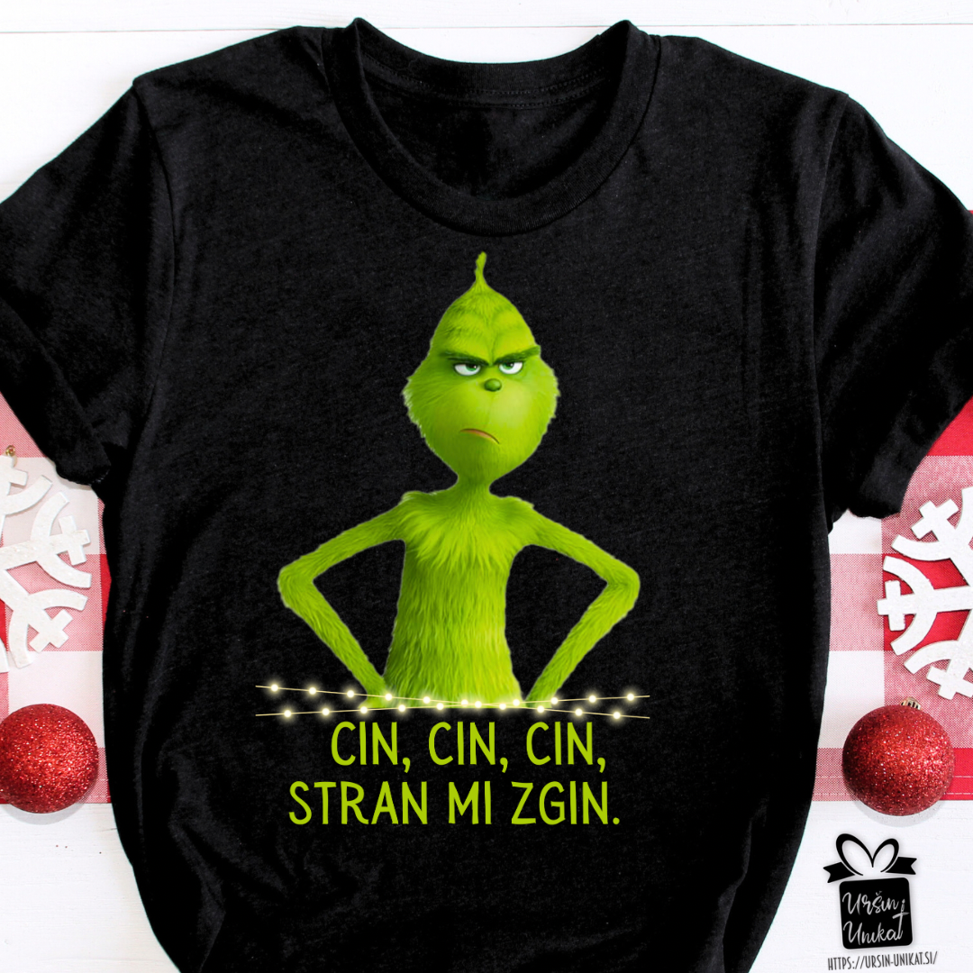 Bombažna majica "GRINCH” - božična majica CIN, CIN, CIN