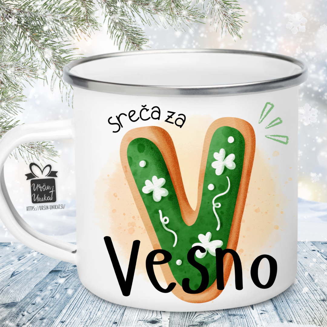 BOŽIČNI EMAJLIRAN LONČEK "Sreča za”
