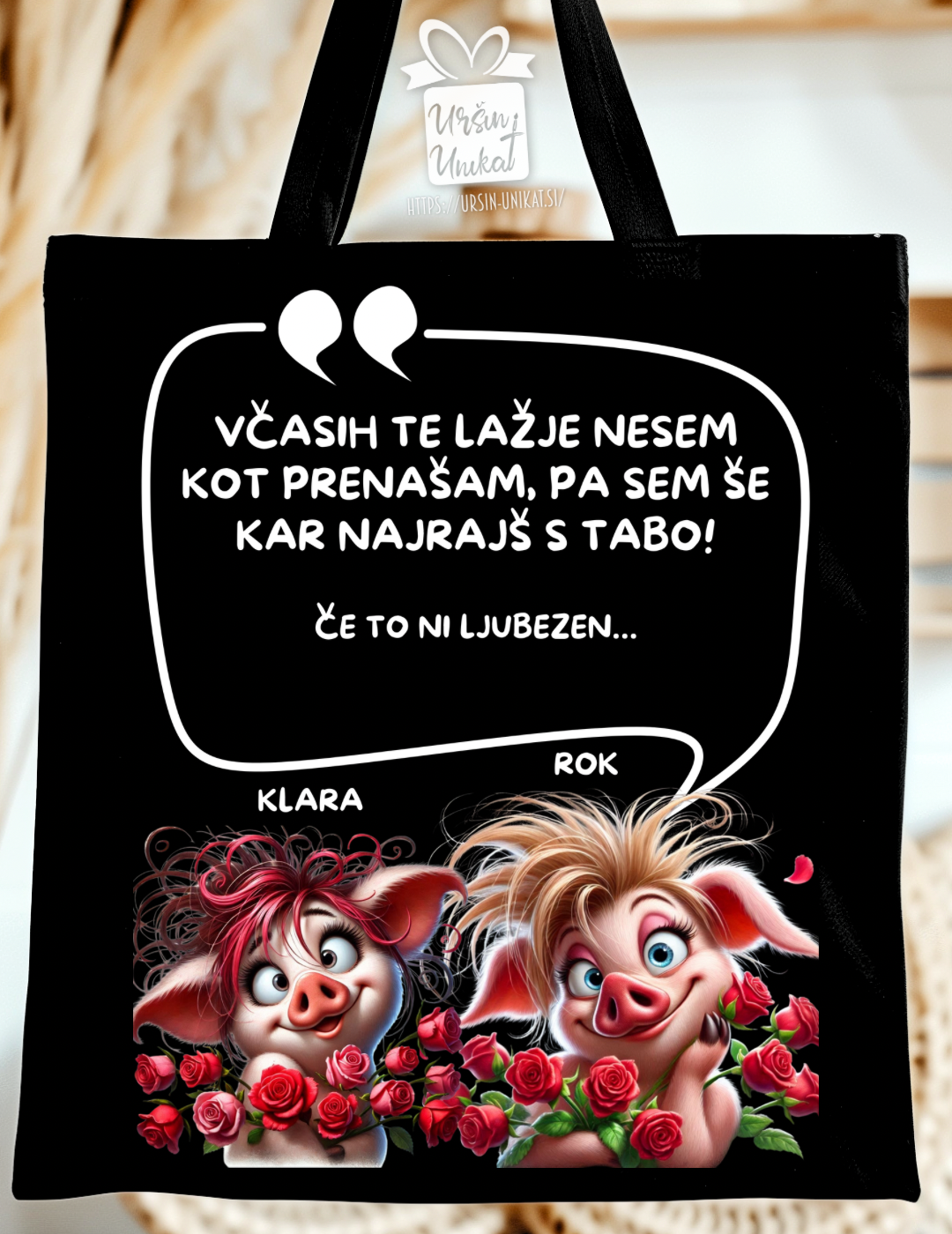 NAKUPOVALNA VREČA - LAŽJE TE NESEM - darilo za valentinovo - Linija “Če to ni ljubezen”