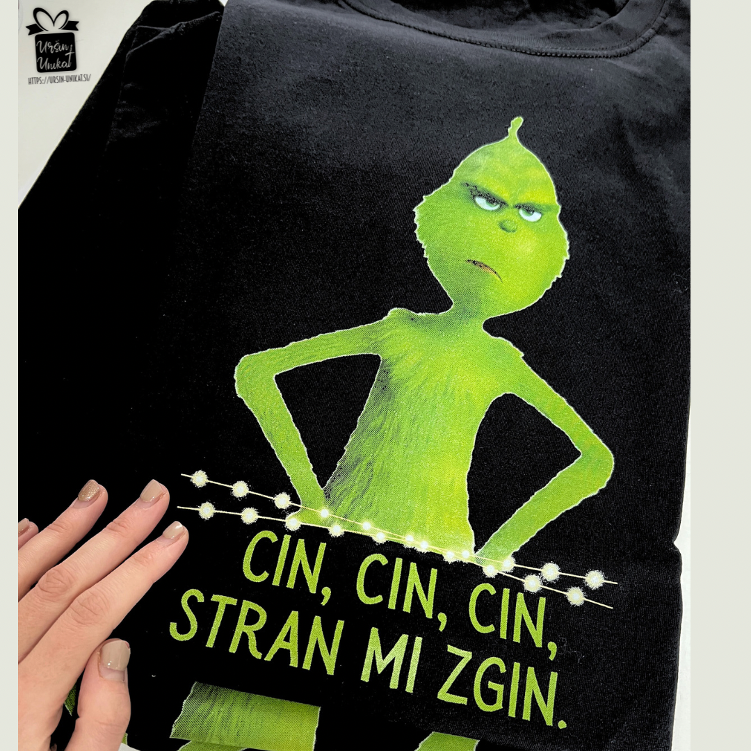 Bombažna majica "GRINCH” - božična majica CIN, CIN, CIN