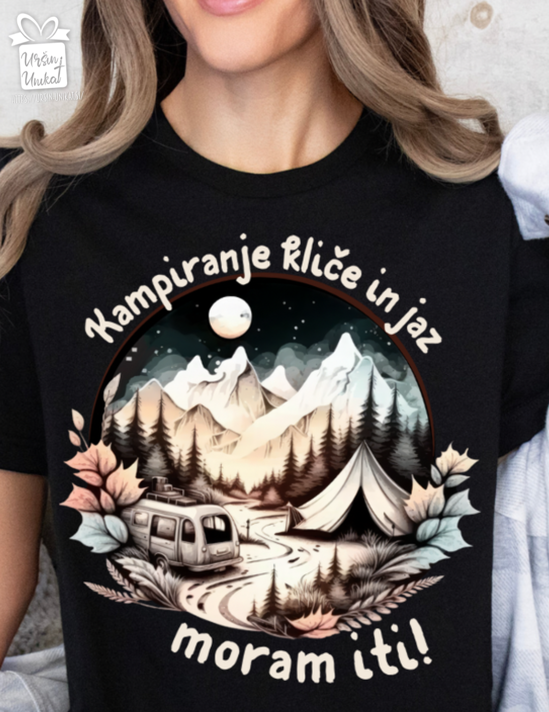Bombažna majica "Kampiranje kliče”- darilo