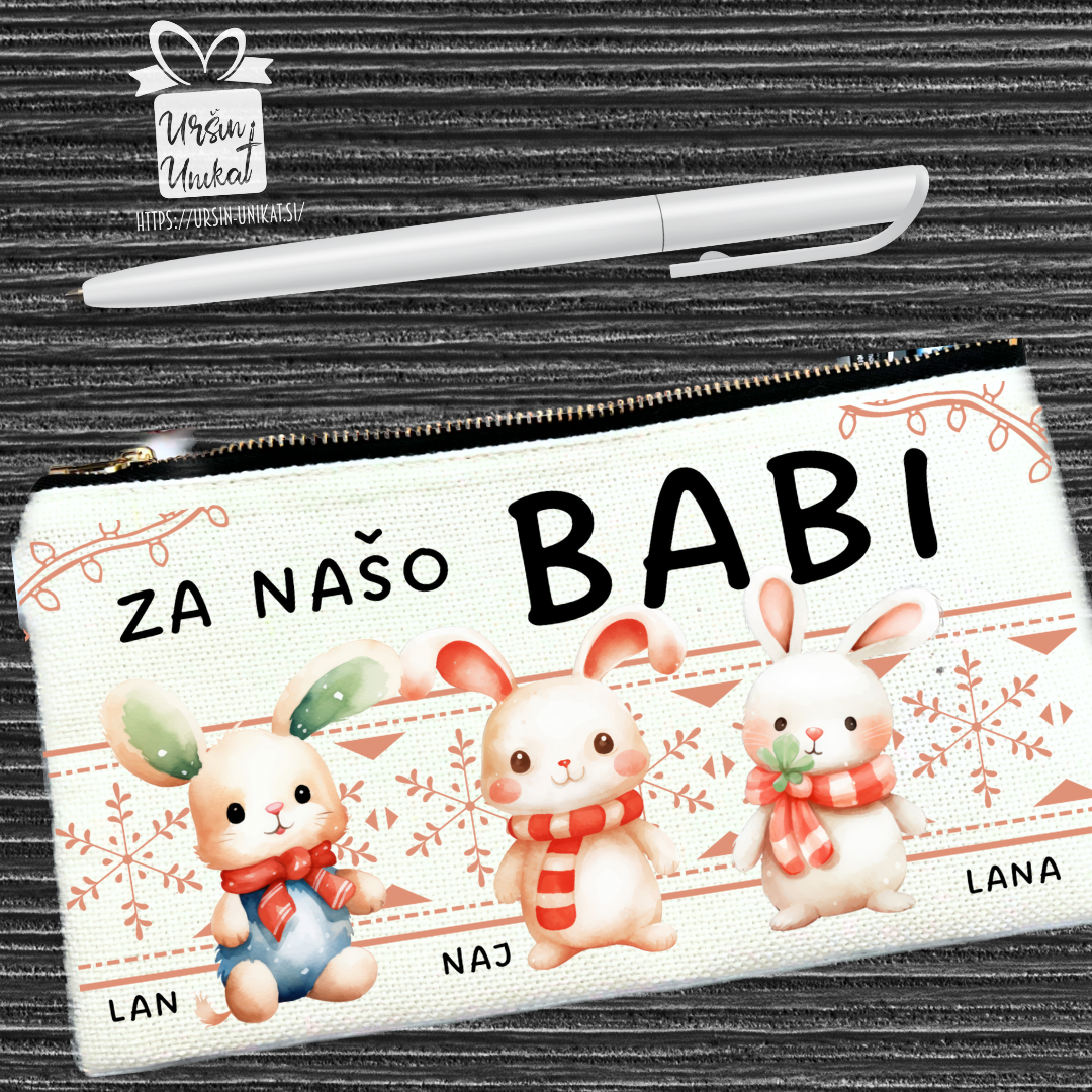 Lanena peresnica ali toaletka “ZAJČKI” - personalizirano darilo- velika noč
