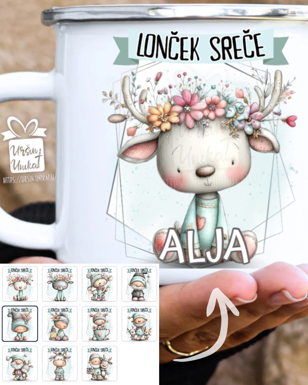 “LONČEK SREČE” SKODELICA - Božično darilo - klikni za več motivov