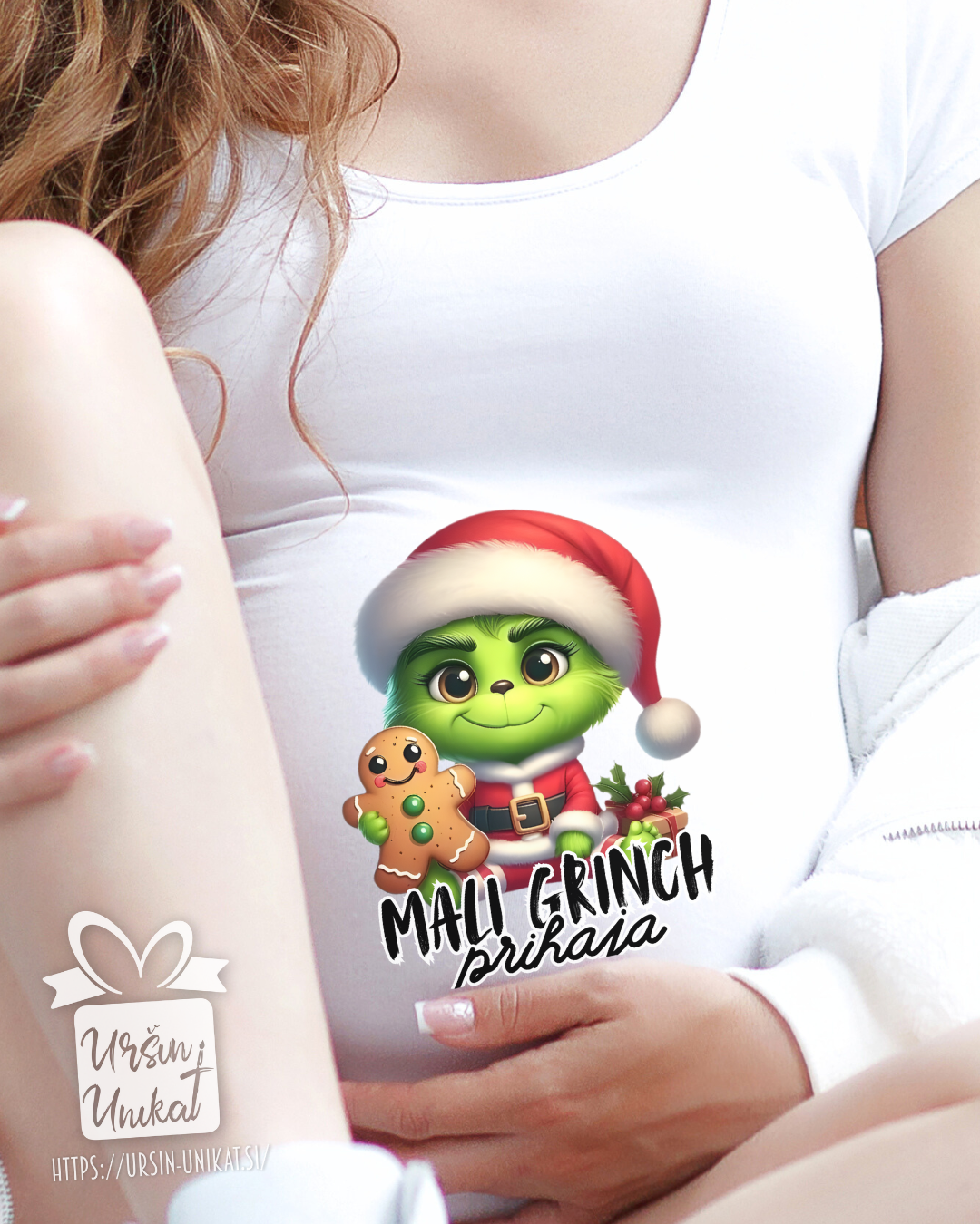 Bela NOSEČNIŠKA MAJICA "Mali Grinch prihaja”