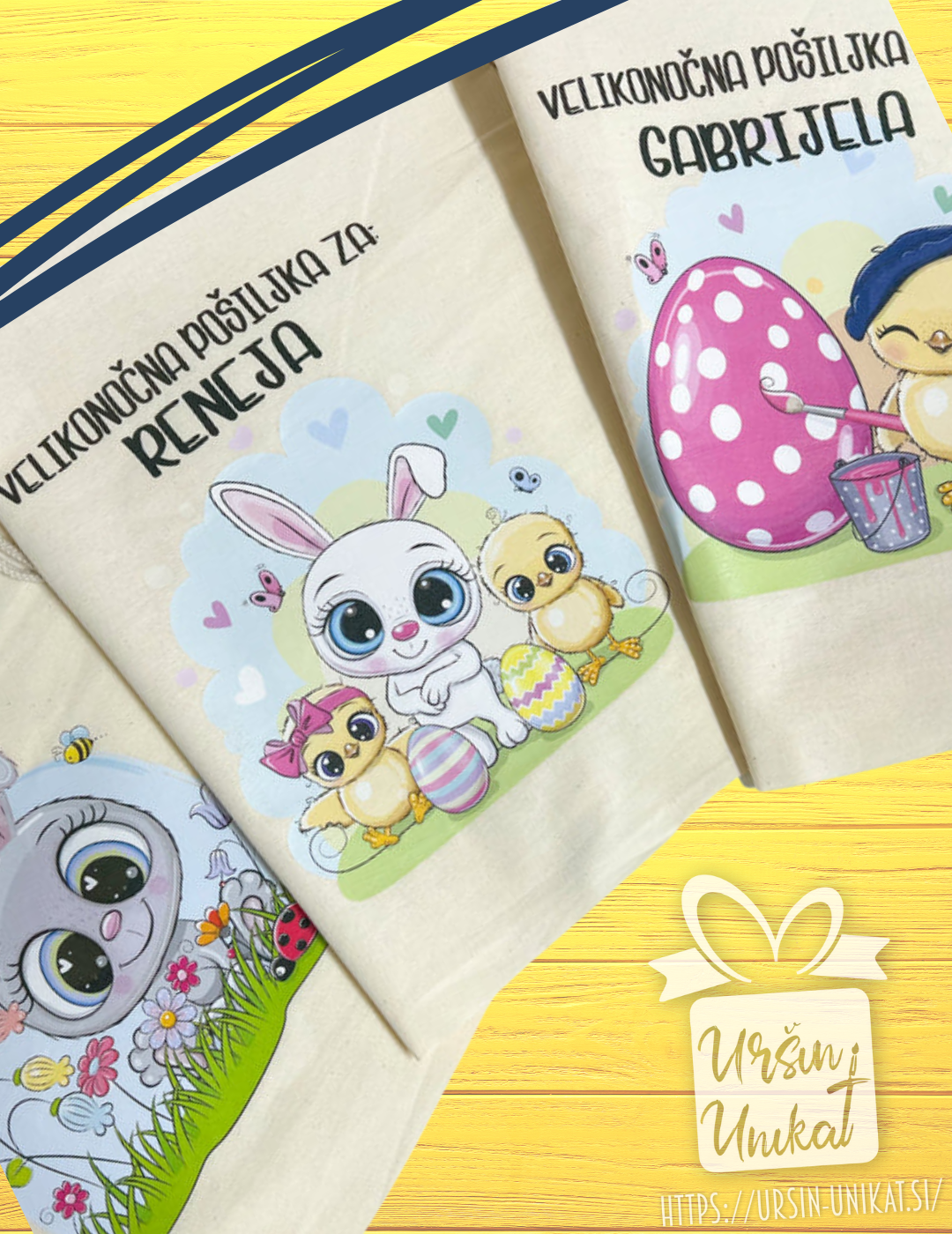 VELIKONOČNA VREČA z imeni - VEČ MOTIVOV