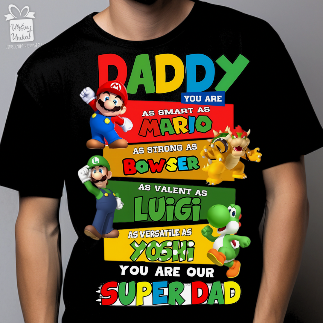 Moška bombažna majica - SUPERMARIO - za očka - super daddy