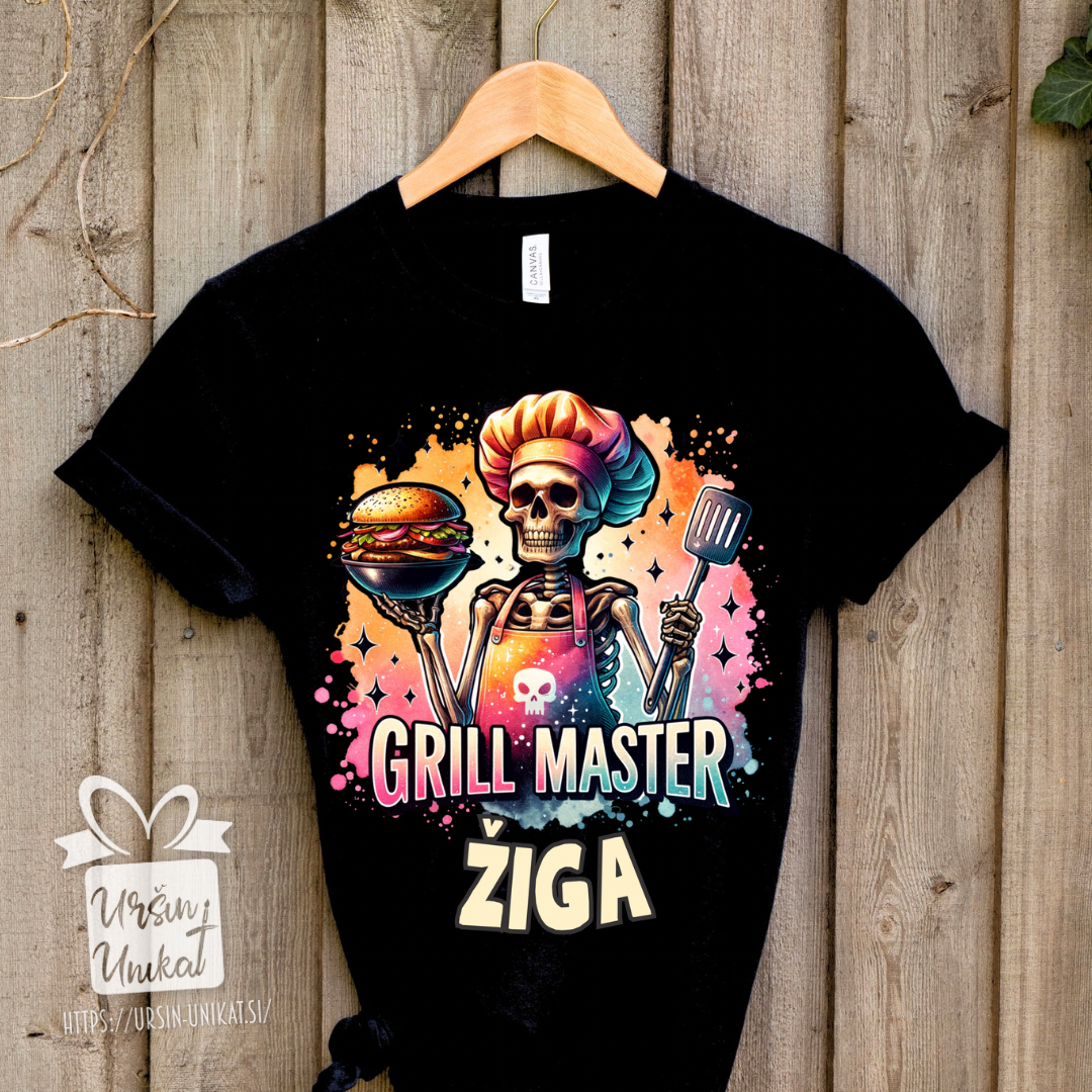 Moška bombažna majica - GRILL MASTER - darilo zanj - noč čarovnic