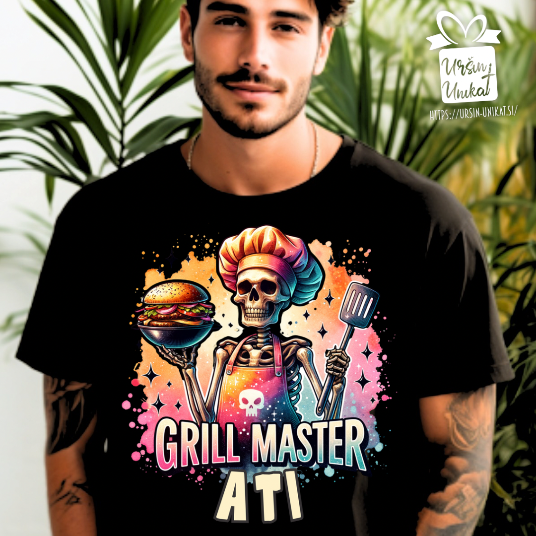 Moška bombažna majica - GRILL MASTER - darilo zanj - noč čarovnic