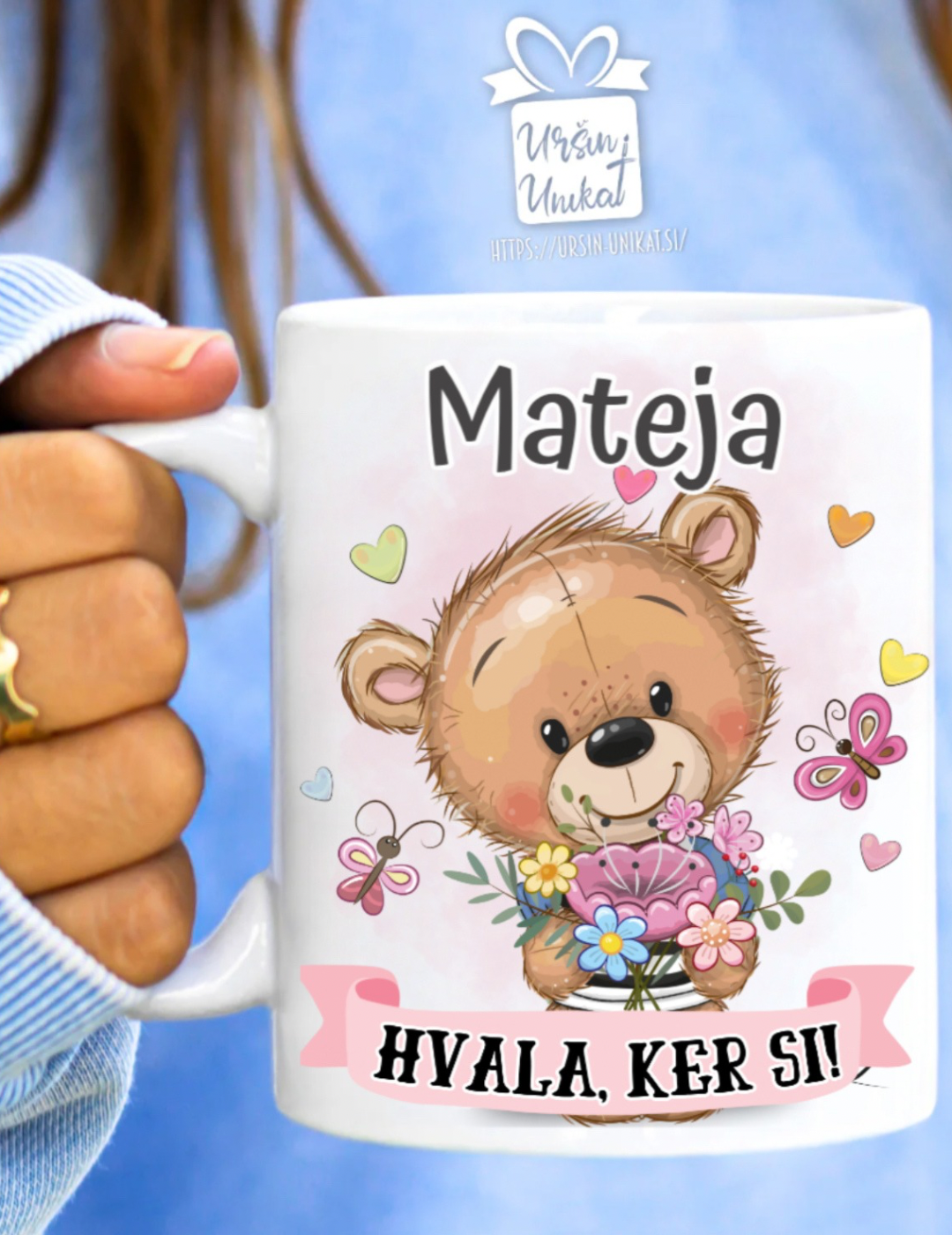 SKODELICA - HVALA KER SI - medvedek - personalizirano darilo