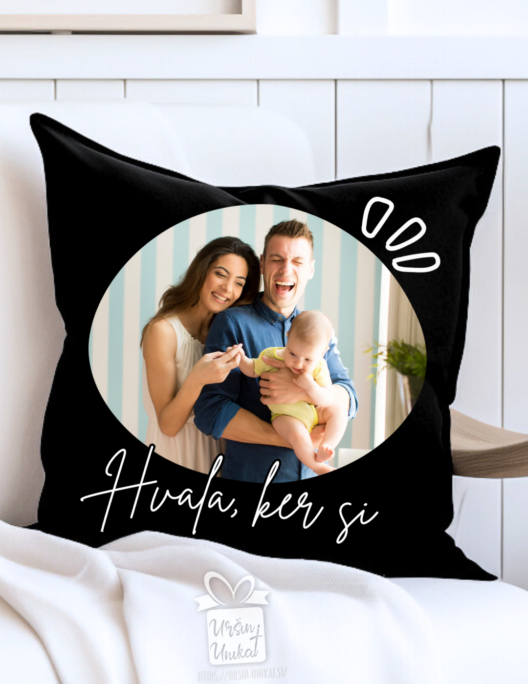 ČRNA BLAZINA s fotografijo - Hvala, ker si