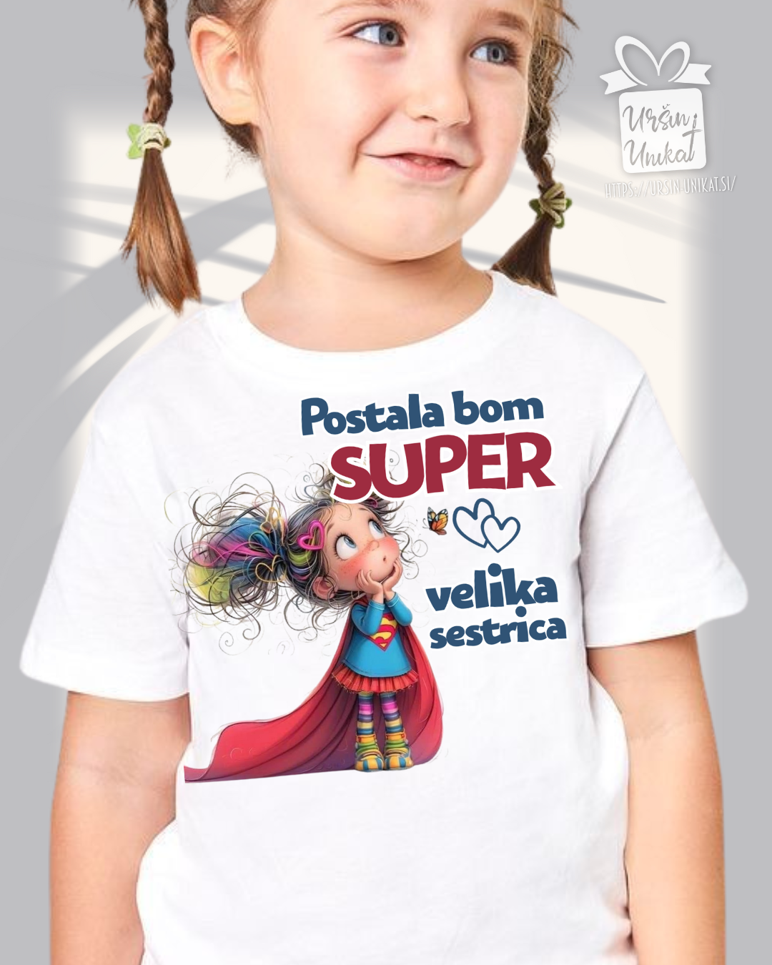 Otroška majica - POSTALA BOM SUPER STAREJŠA SESTRICA - velika sestrica