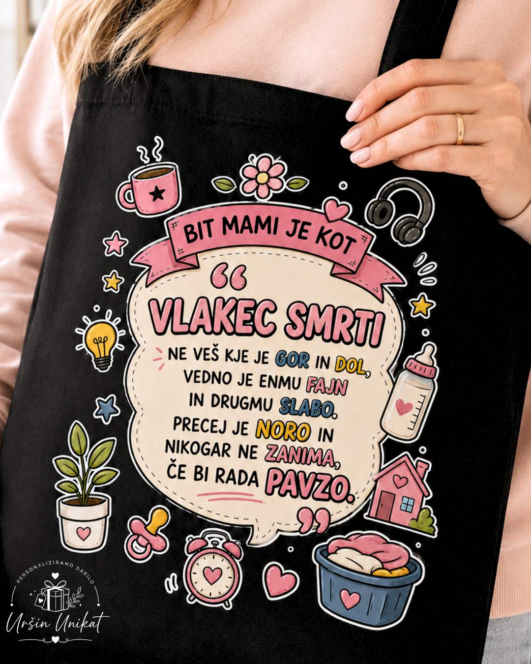 BOMBAŽNA VREČA - MAMI - vlakec smrti - darilo za mami - darilo ob rojstvu