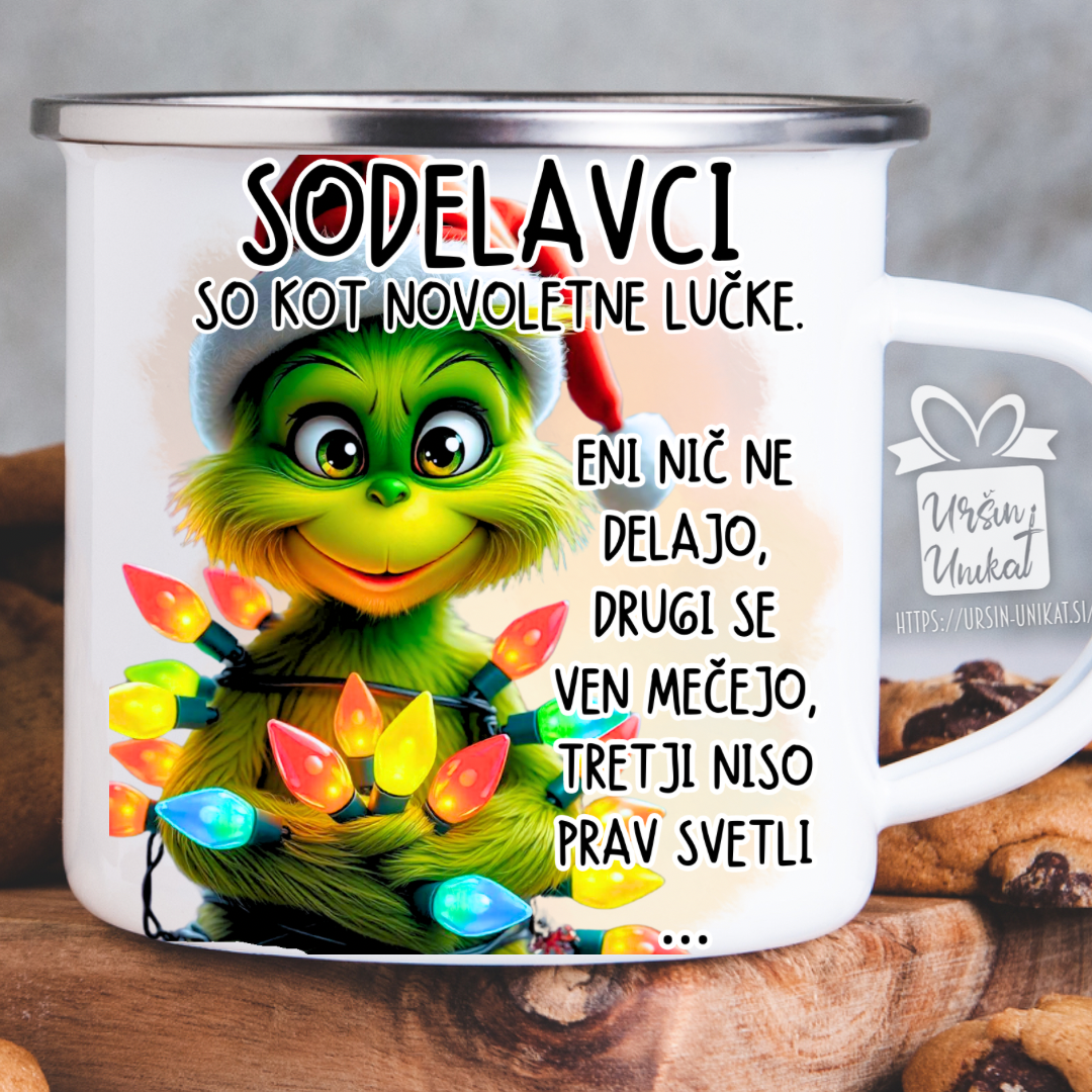 Emajlirana ali keramična skodelica GRINCH - SODELAVCI