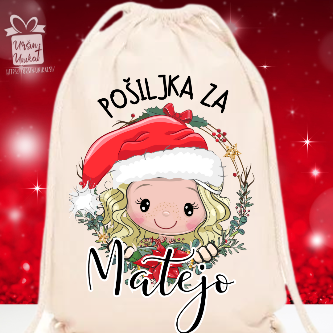 VREČA “POŠILJKA za” - MIKLAVŽ/BOŽIČEK - personalizirano darilo