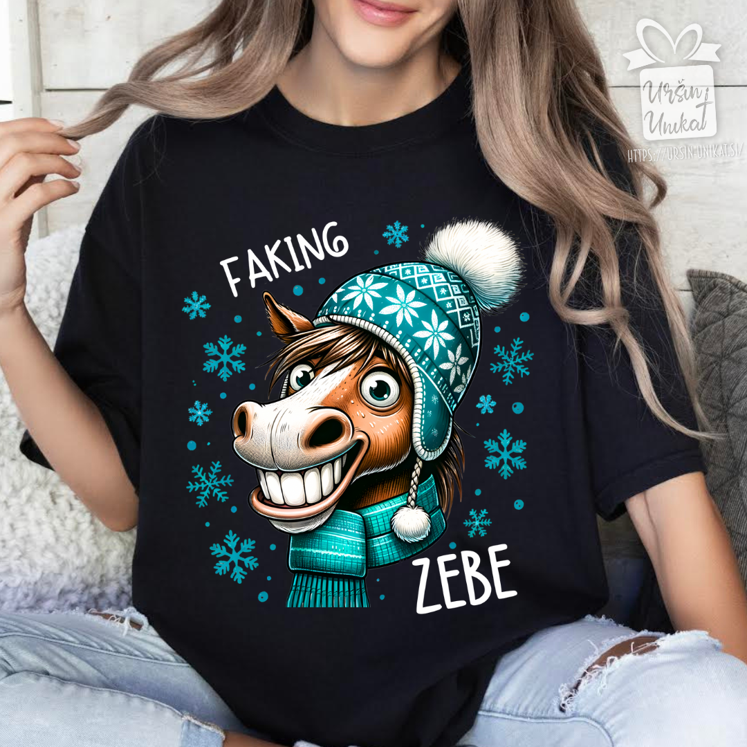 Bombažna majica “Faking zebe” - darilo (črna majica)