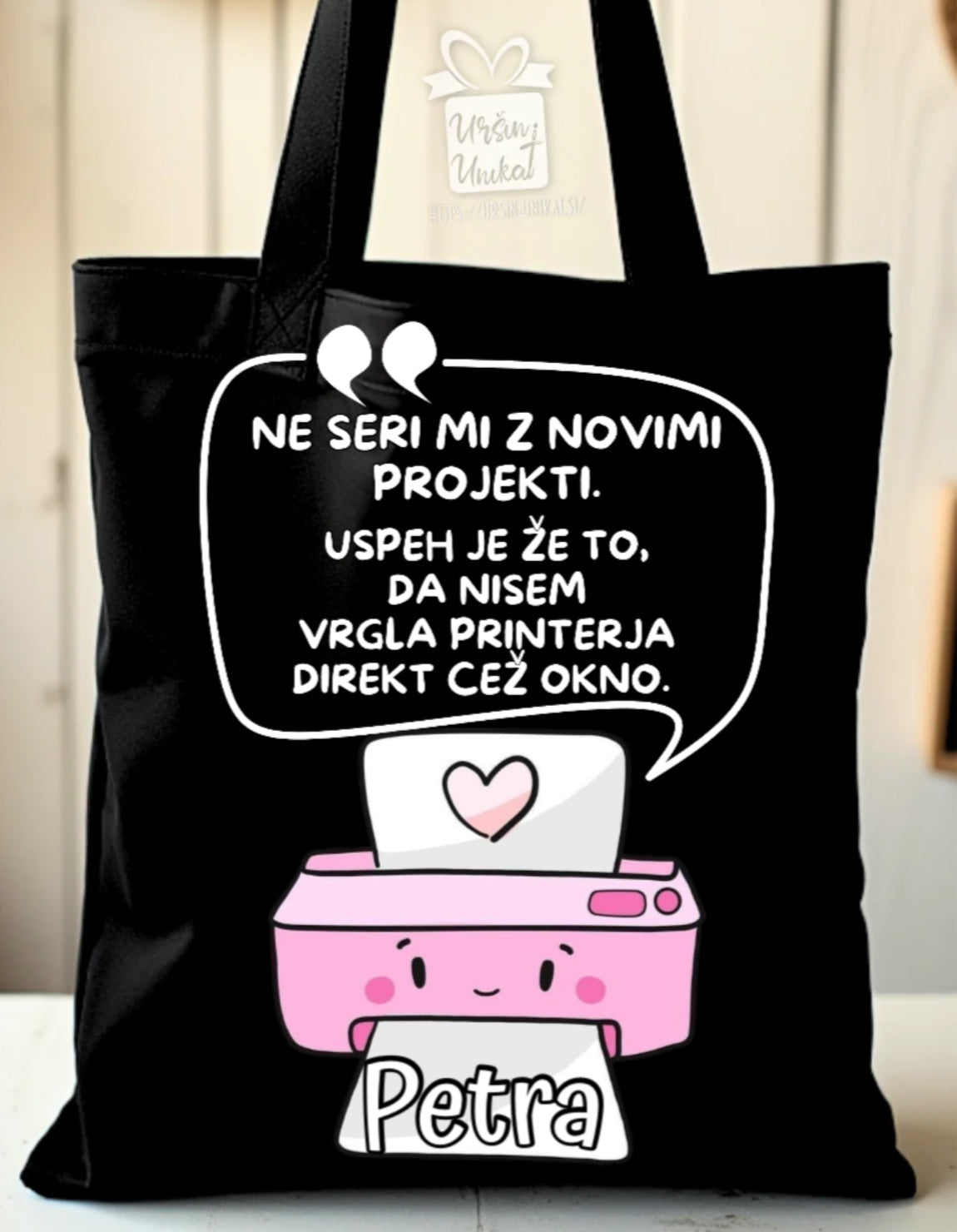 BOMBAŽNA VREČA - Ne seri mi z novimi projekti - darilo za sodelavko