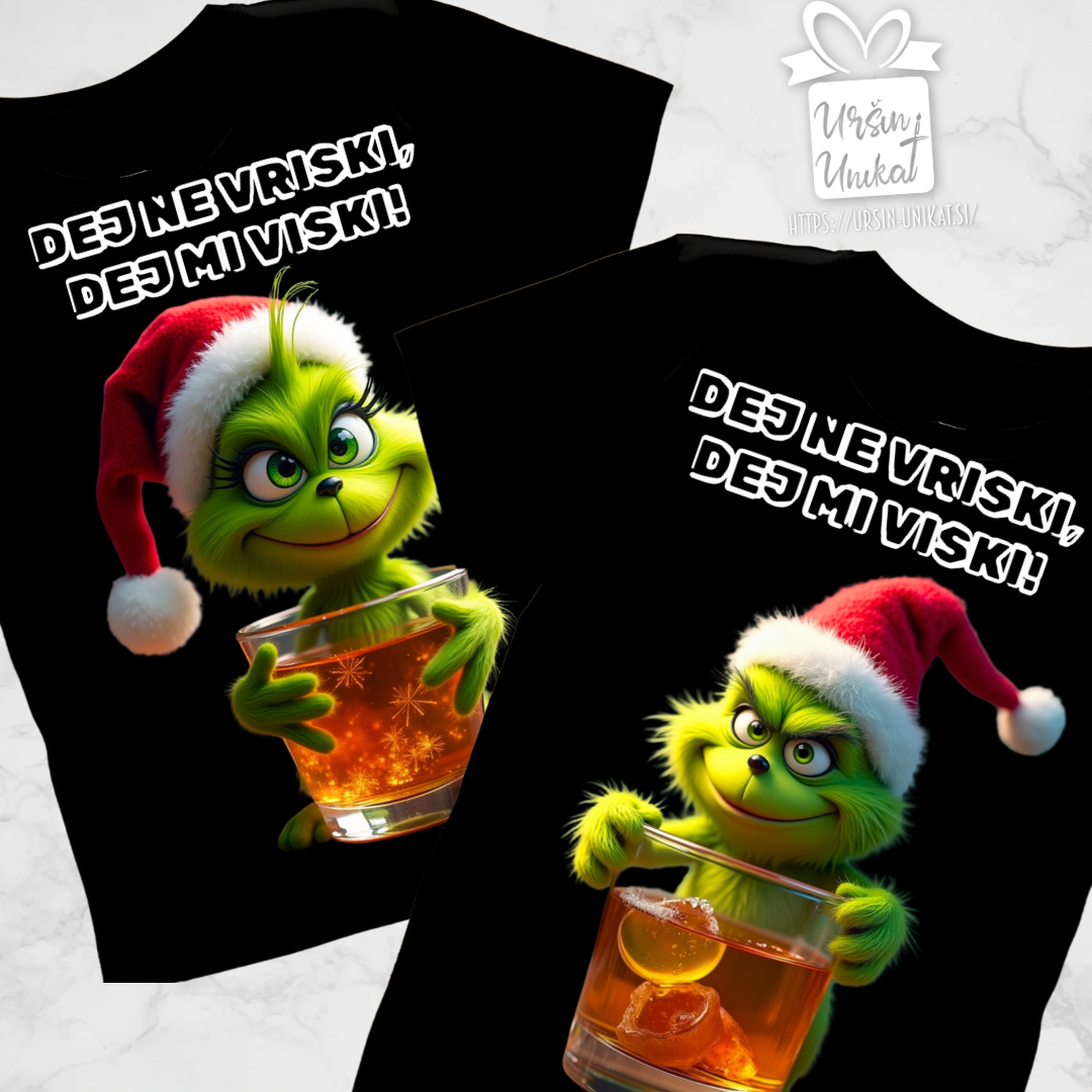 Bombažna majica " grinch - VISKI" (črna majica)