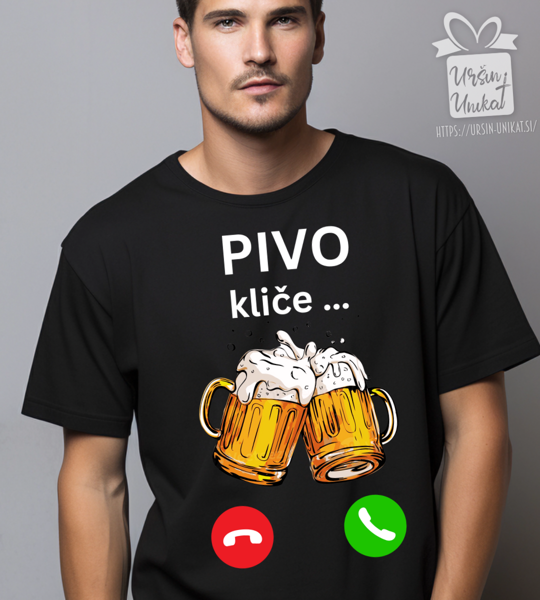 Bombažna majica "Pivo kliče” - smešno darilo zanj