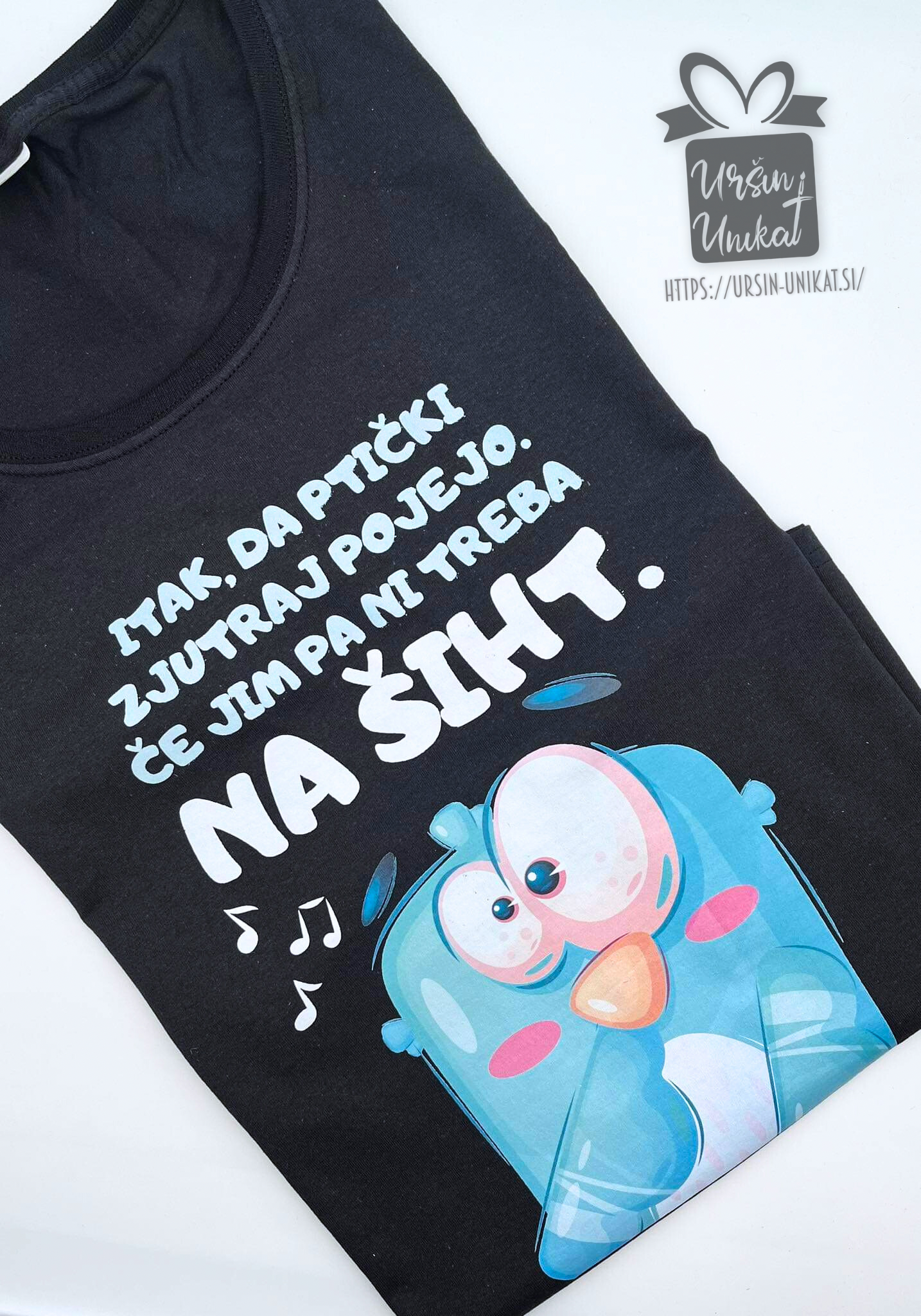 Bombažna majica “Ptički in šiht” - smešno darilo