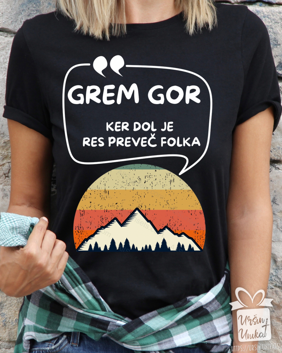 Bombažna majica “GREM GOR” - smešno darilo za hribovce