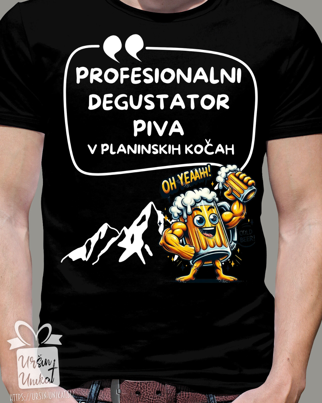 Bombažna majica “PROFESIONALNI DEGUSTATOR PIVA” smešno darilo za hribovce