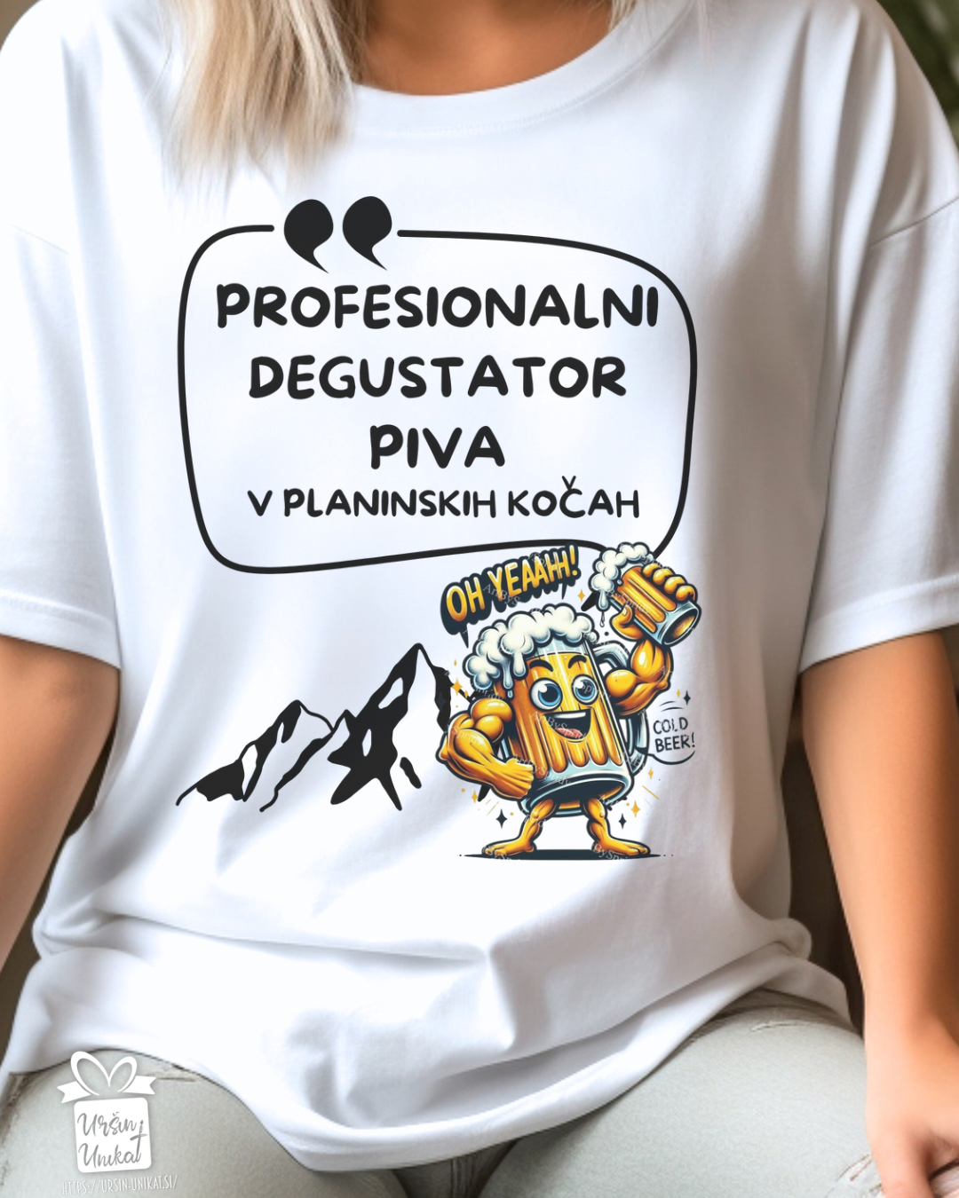 Bombažna majica “PROFESIONALNI DEGUSTATOR PIVA” smešno darilo za hribovce