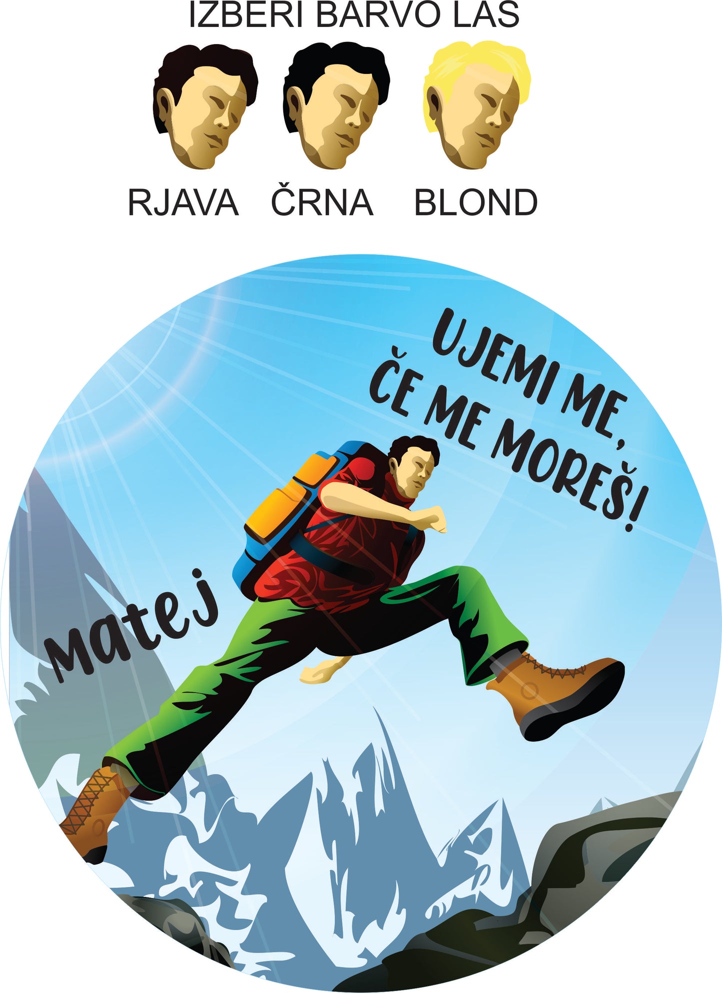 MOŠKA ŠPORTNA POLIESTER MAJICA "Ujemi me, če me moreš"