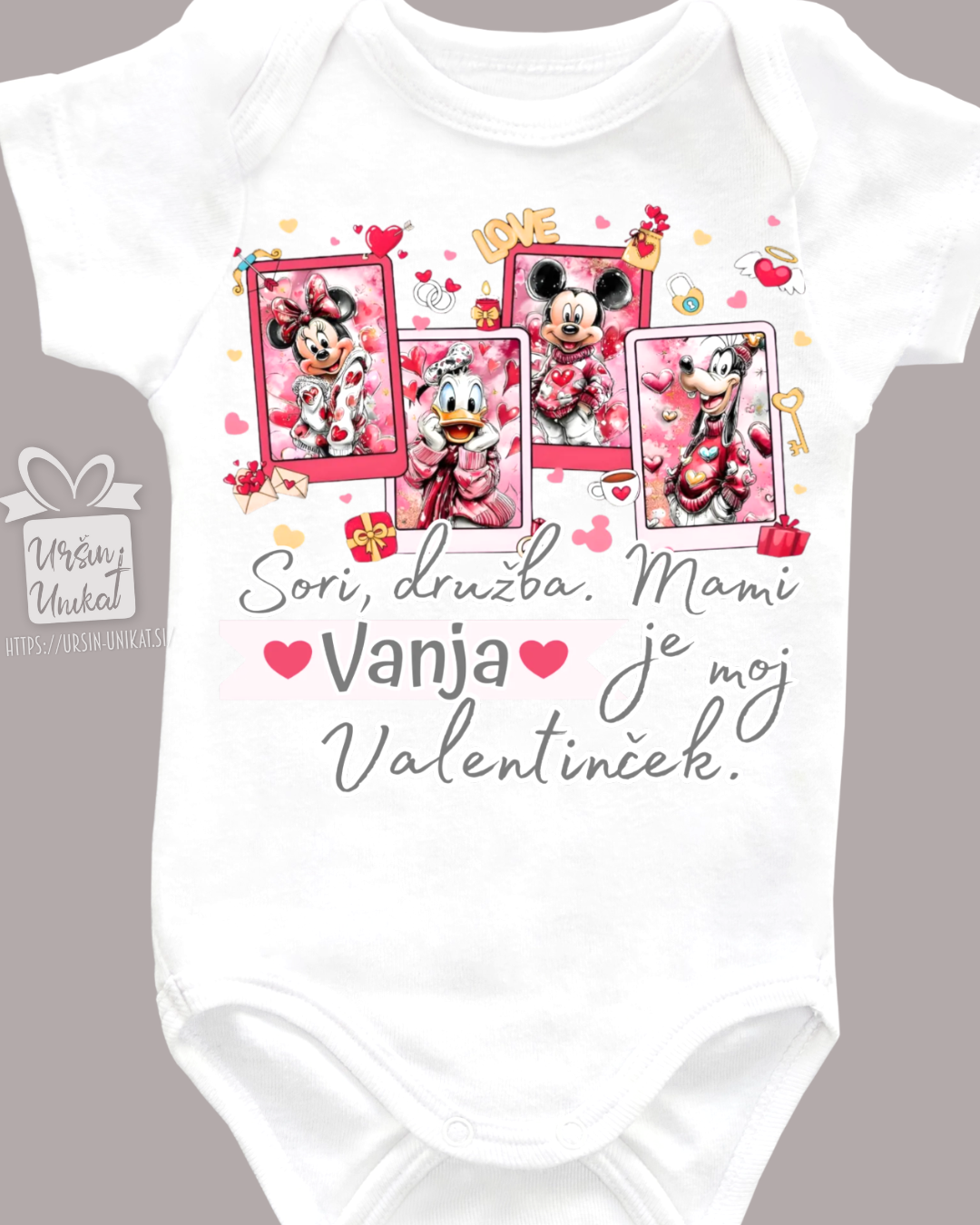 Otroški bodi “Moja mami je moj valentinček” personalizirano darilo za valentinovo