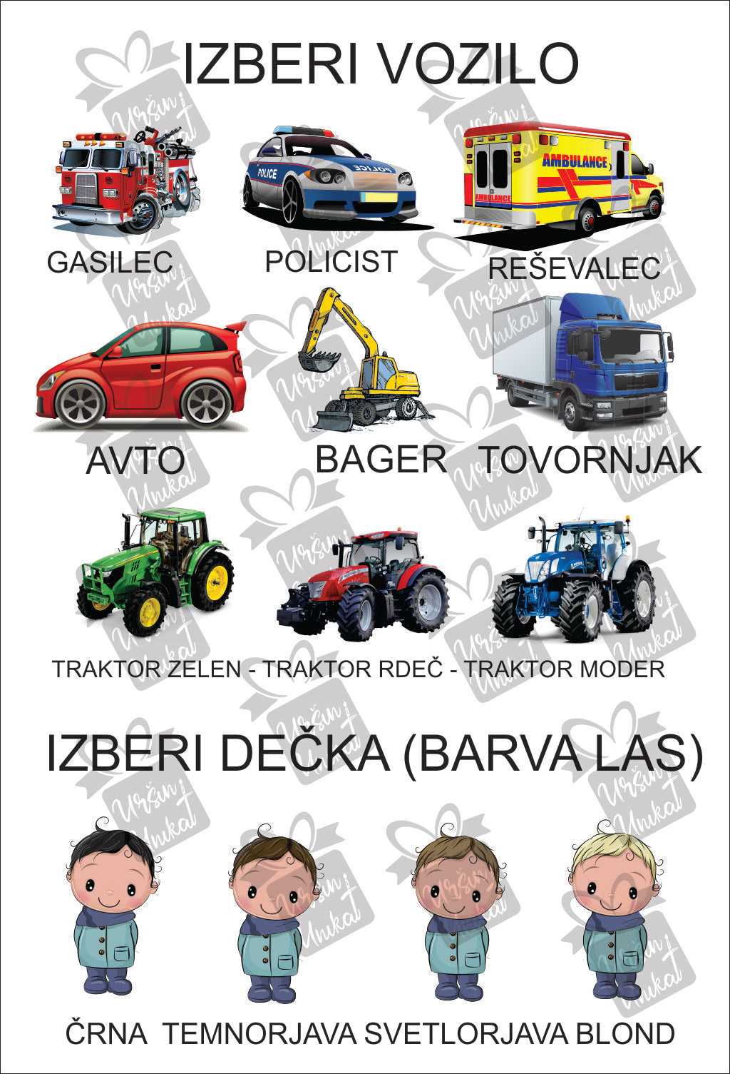LONČEK "Deček + vozilo" - VEČ MOŽNOSTI