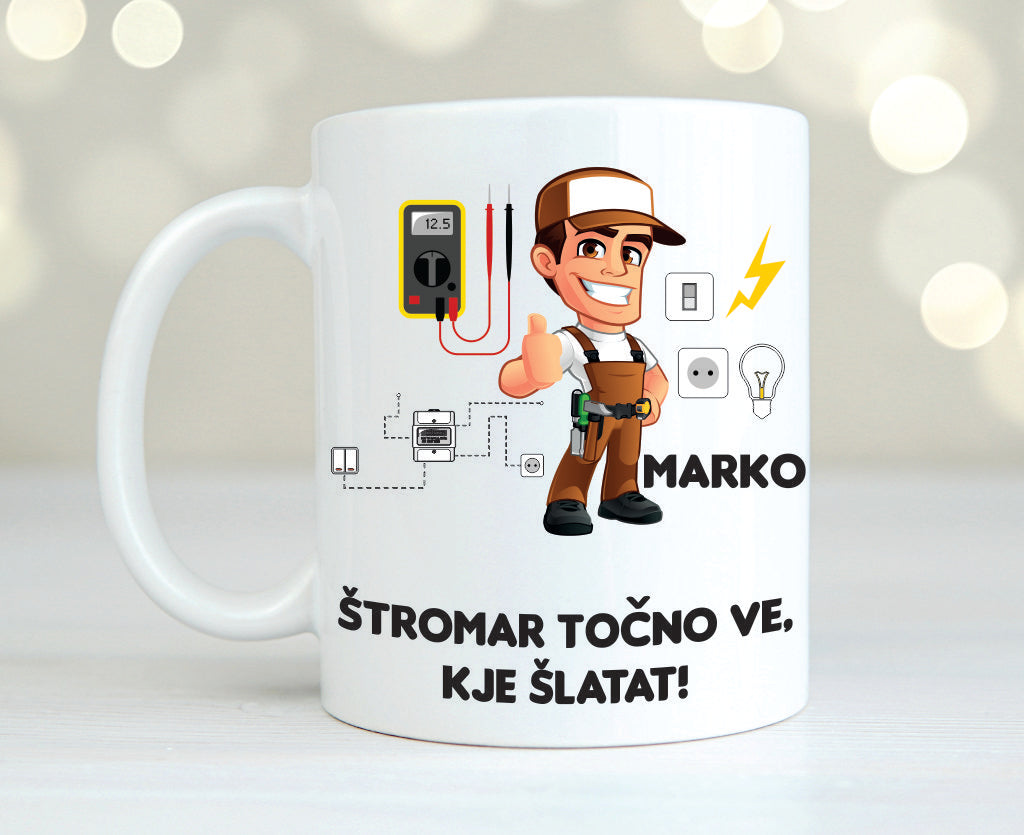 Emajlirana ali keramična skodelica "ŠTROMAR - ELEKTRIČAR" - klikni za več možnosti