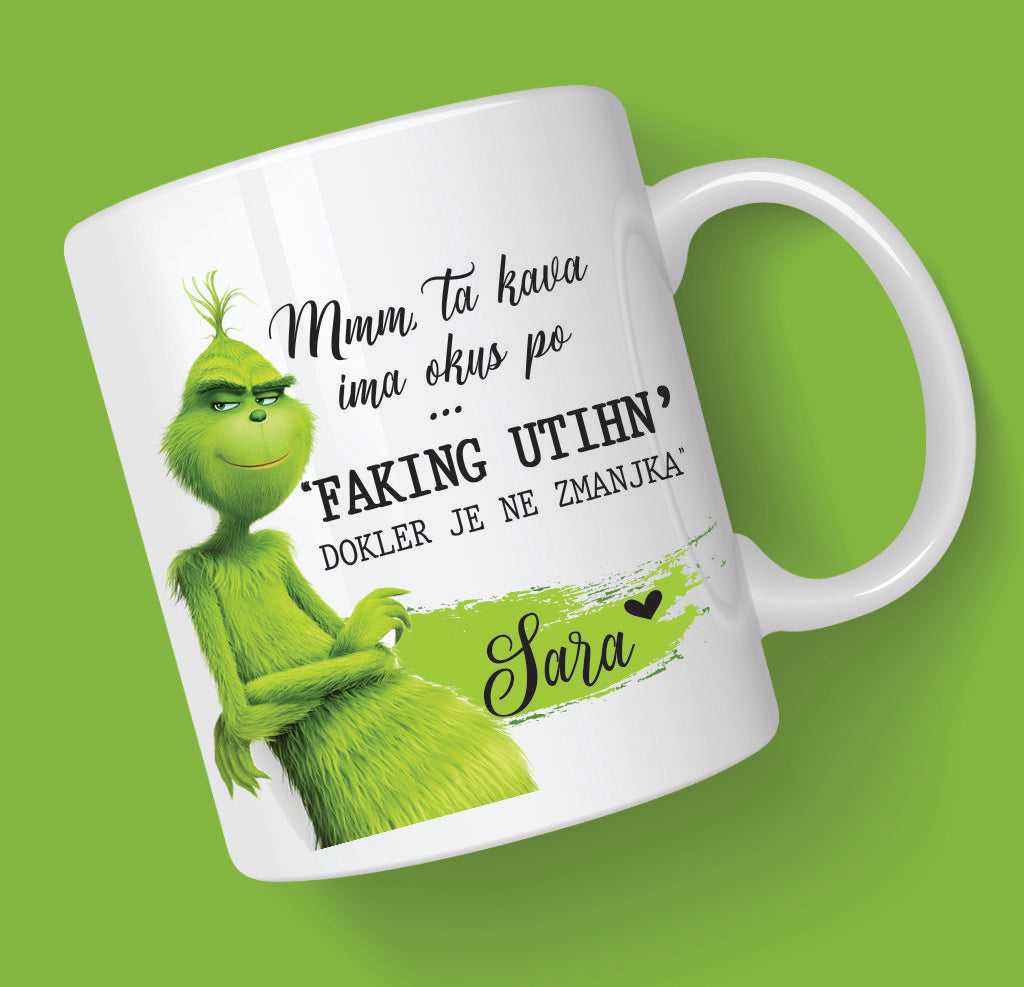Keramična ali emajlirana skodelica "GRINCH - TA KAVA IMA OKUS PO"