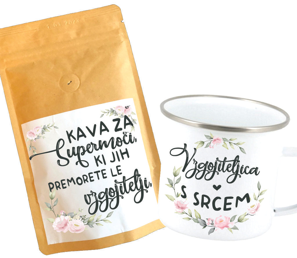 DARILNI KOMPLET: VZGOJITELJICE skodelica + kavica