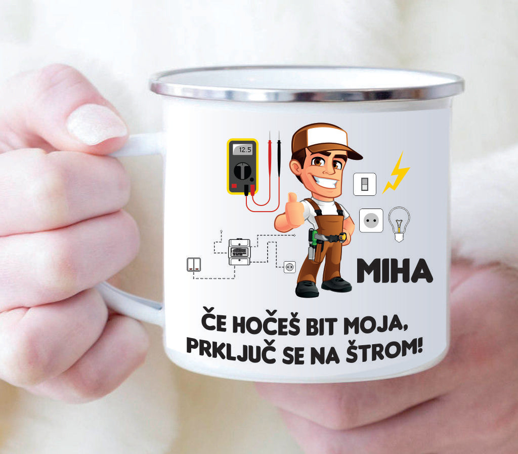 Emajlirana ali keramična skodelica "ŠTROMAR - ELEKTRIČAR" - klikni za več možnosti