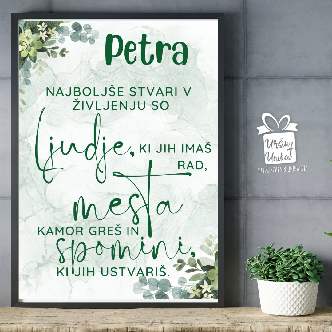 STENSKA GRAFIKA “Najboljše stvari v življenju” z imenom