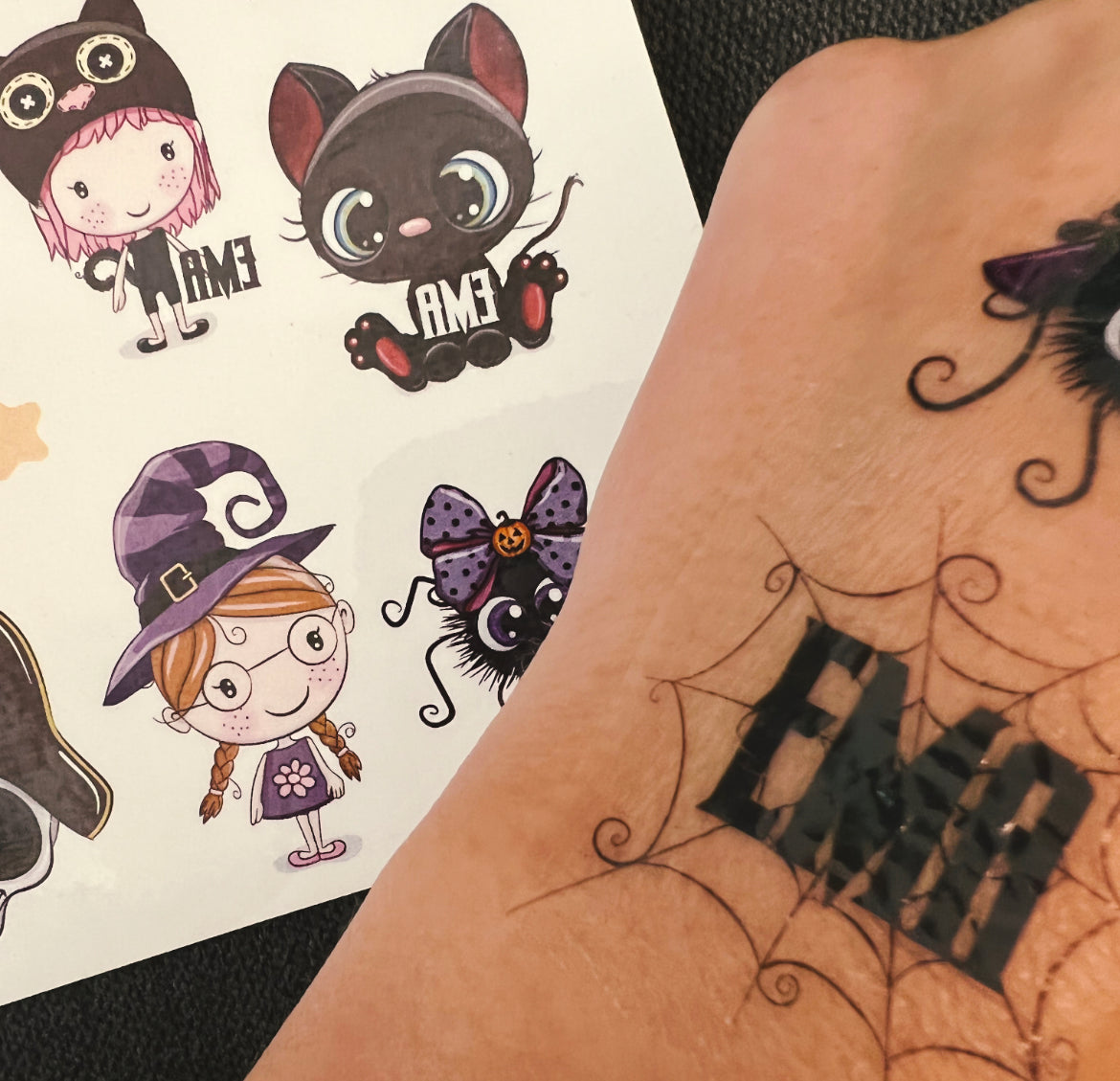PERSONALIZIRAN KOMPLET začasnih otroških tatujev - noč čarovnic