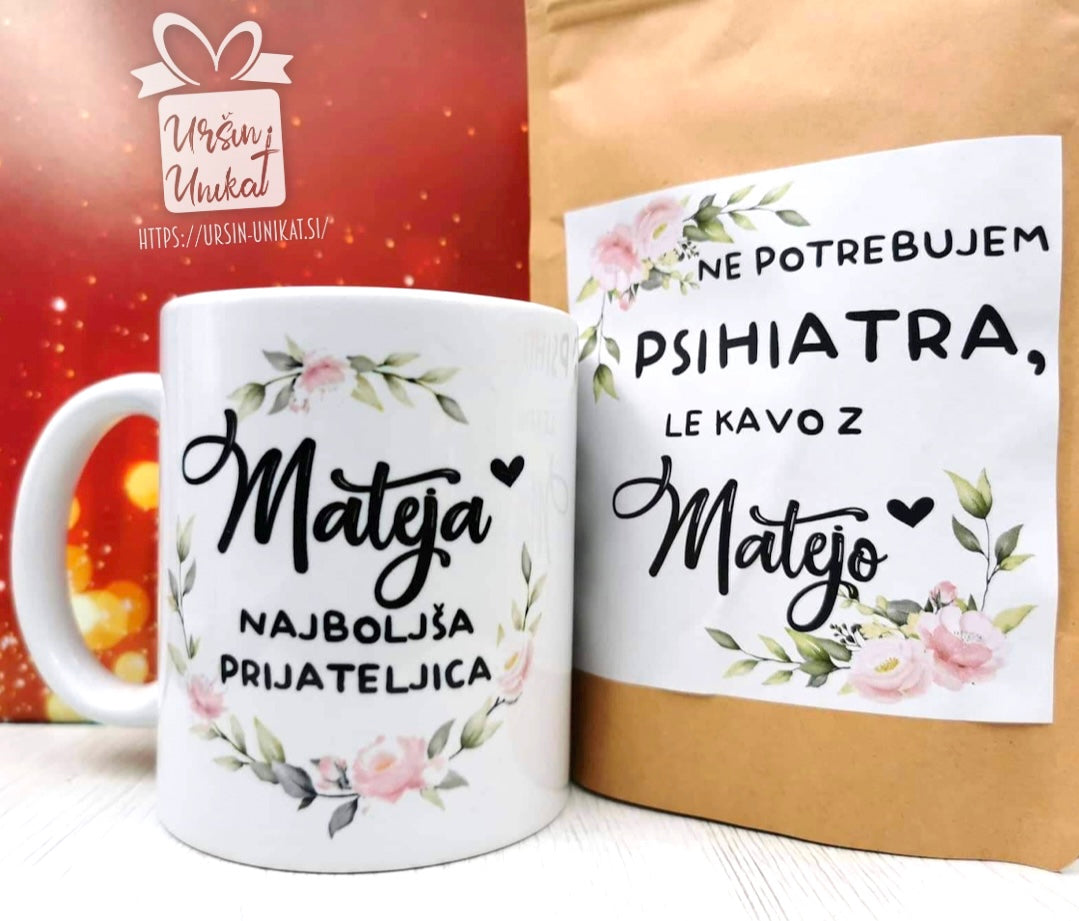 "Najboljša prijateljica" DARILNI KOMPLET: skodelica + kavica