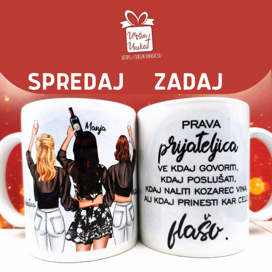 Skodelica "PRIJATELJICE 2 - VINO" - več možnosti