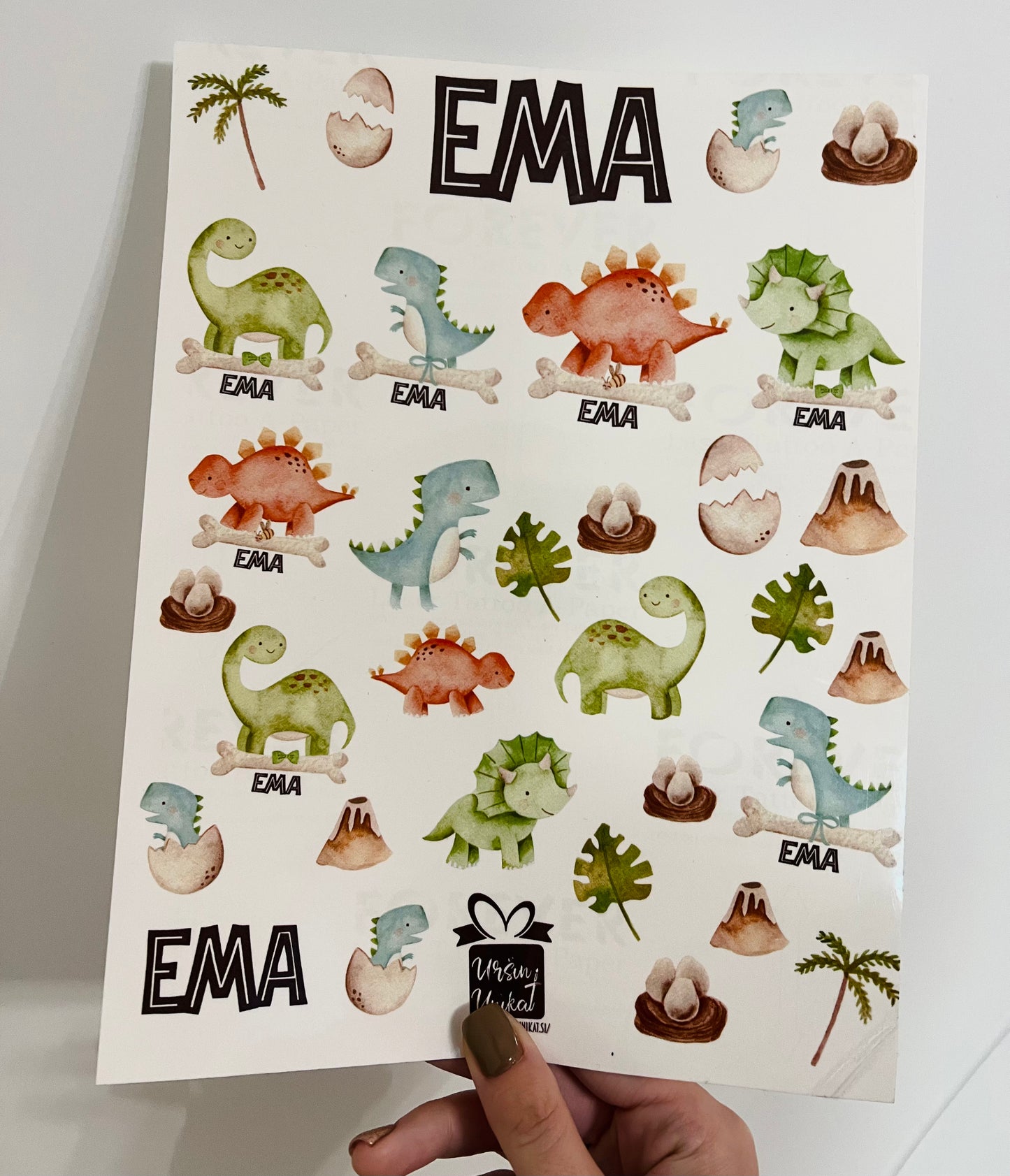PERSONALIZIRAN KOMPLET začasnih otroških tatujev - DINO