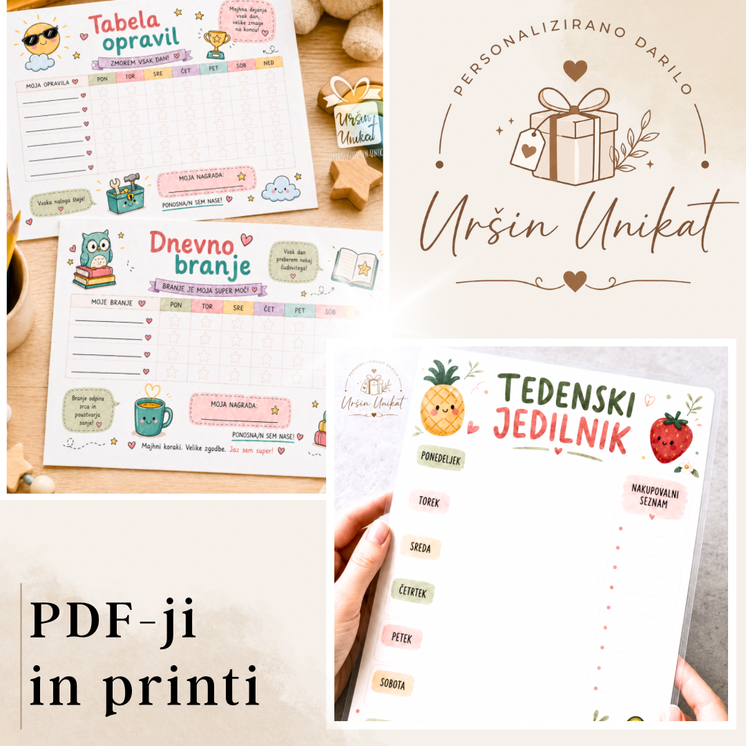 PDF - Vaje, pripomočki, liste za print