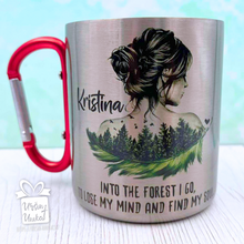 Naložite sliko v pregledovalnik galerije, Lonček s karabinom &quot;INTO THE FOREST I GO ...&quot;
