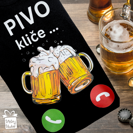 Bombažna majica "Pivo kliče” - smešno darilo zanj