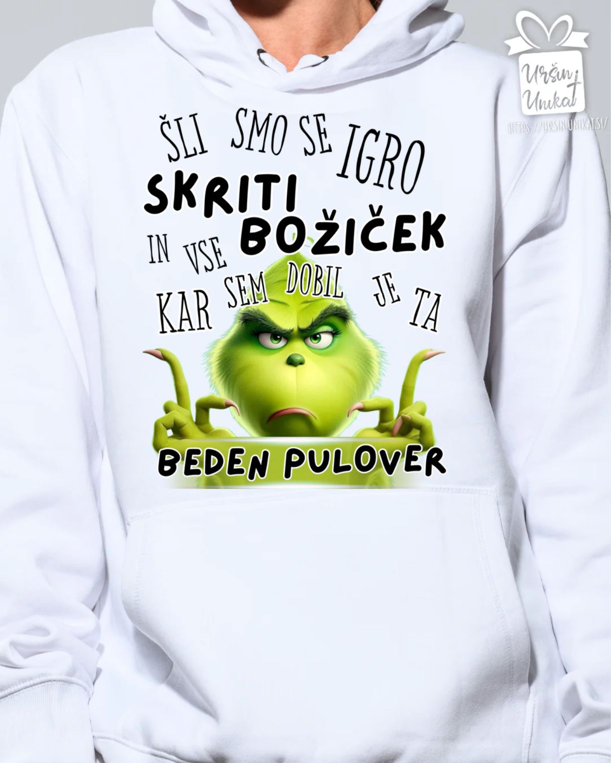 Bel HOODIE - SKRITI BOŽIČEK - Božično darilo