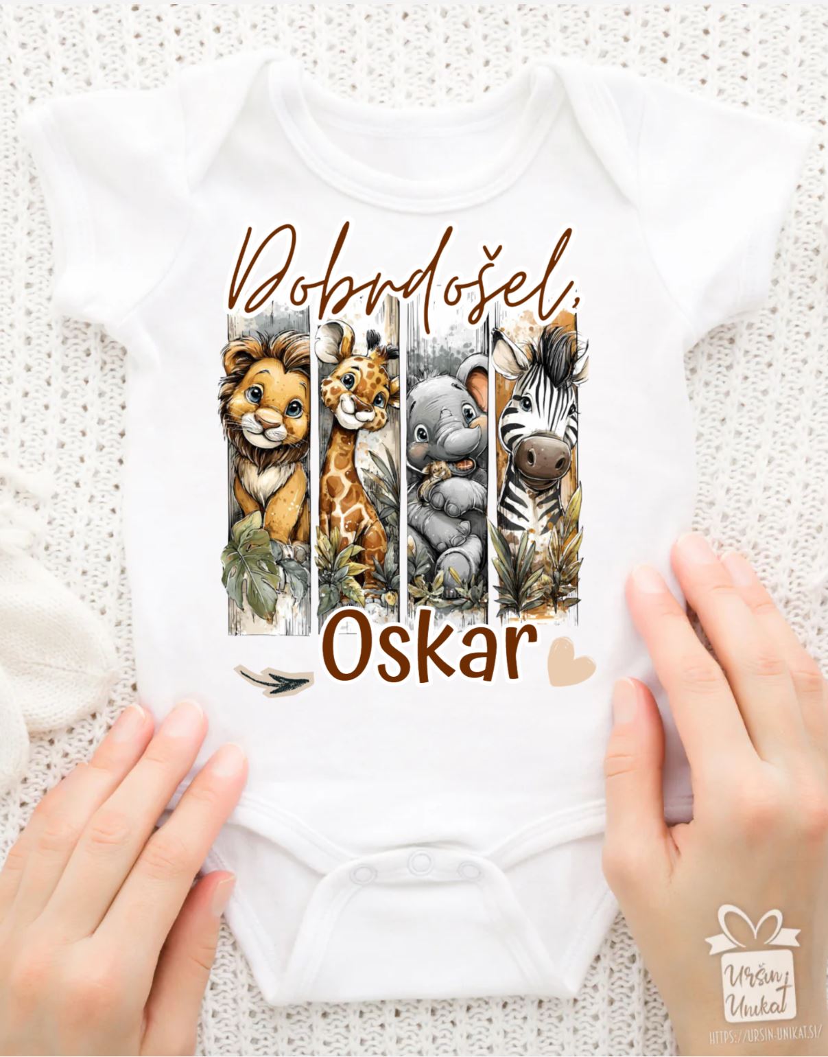 Otroško darilo ob rojstvu: "Džungla” personaliziran bodi/ninica/stenska grafika/blazina darilo ob rojstvu