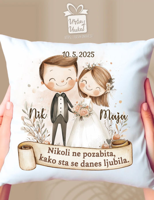POROČNA BLAZINA "Nikoli ne pozabita”- poročno darilo